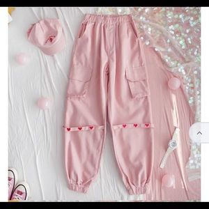 Pink Heart Cargo Pants